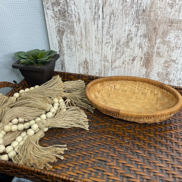 Vintage Other - MCM Bamboo Weave Basket Vtg Bamboo Bowl Basket